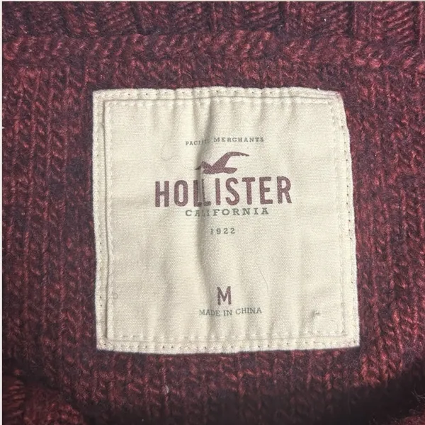 Hollister M Burgundy Wood Blend Off Shoulder Knit‎ Crop Top Short Sleeve Y2K - Image 7