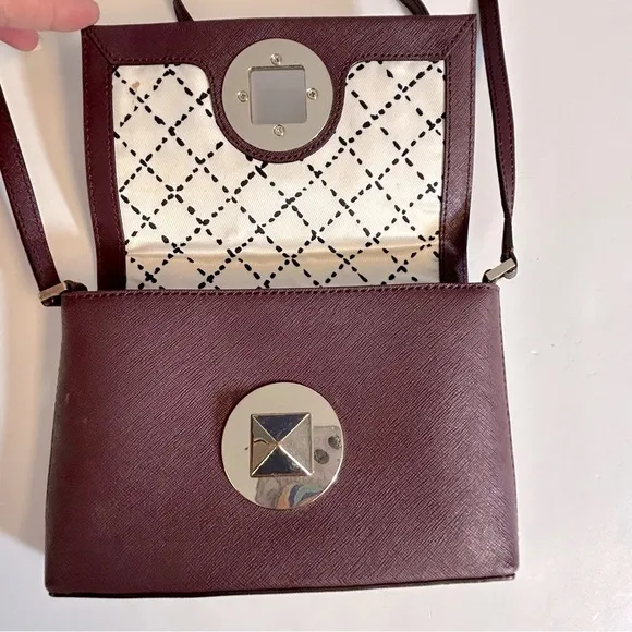 Kate Spade Sally Newbury Lane Burgundy Mulled Wine Crossbody Leather‎ Bag - Image 7