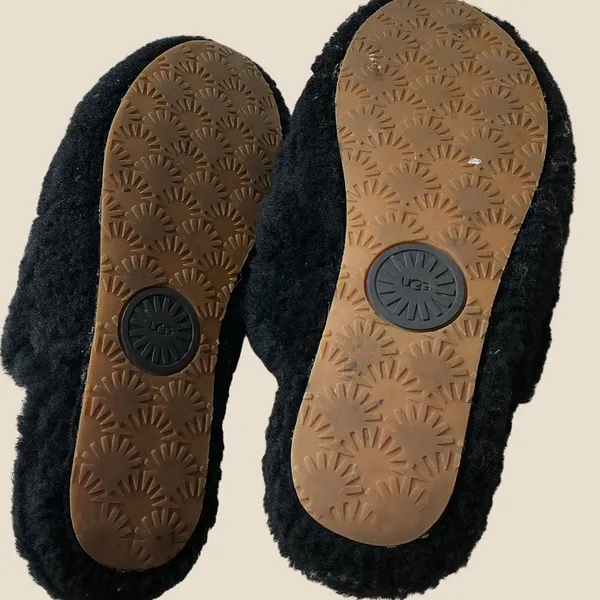 UGG Fluff Yeah Slide Black Sheepskin Platform Slingback Sandals Womens 8 1095119 - Image 2