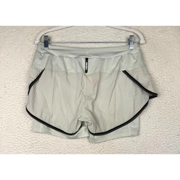 Gymshark Shorts Women Medium Gray/Green Lined 2‎ In 1 Running Training Workout - Image 2
