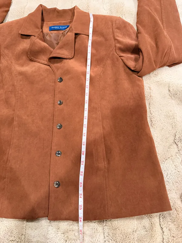Faux Suede Jacket Coat Tailored Neutral Elevated Quiet Luxury Minimalist Chic - Image 9