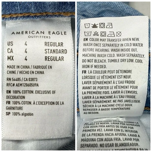 American Eagle 90s Straight Jeans | Size‎ 4 | Ripped Distressed Baggy Denim - Image 8