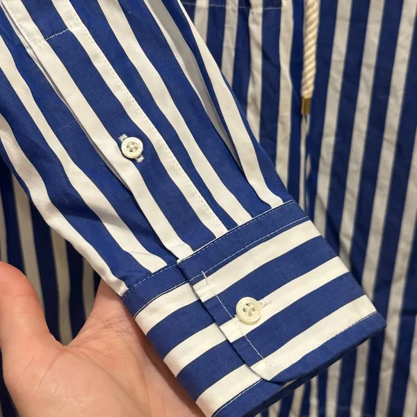 Lauren Ralph Lauren Tunic Women S Blue White Striped Lace Up Nautical Coastal‎ - Image 5