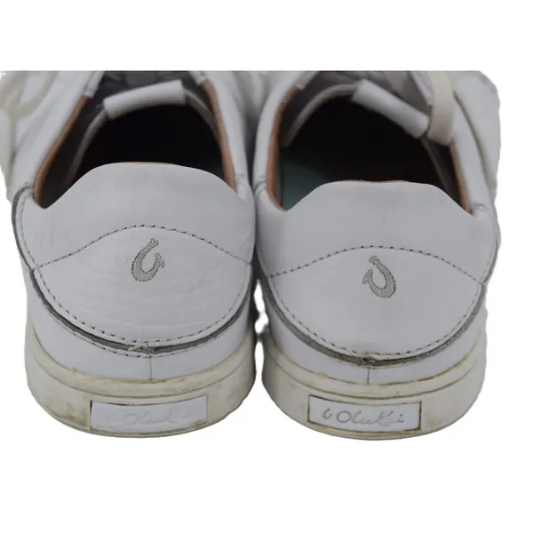 OluKai‎ Pehuea Li Leather Sneakers Womens 8 White Lace Up Casual Low Top - Image 4