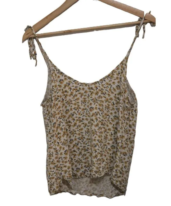Women's Abercrombie & Fitch Yellow Floral Spaghetti Strap Tank Top Size Medium M - Image 2