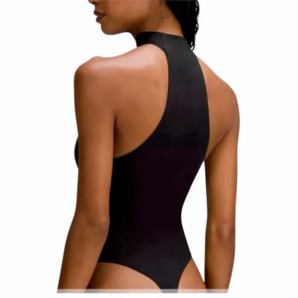 Lululemon Wundermost Ultra-Soft Nulu Mockneck Sleeveless Bodysuit-Black - Image 3