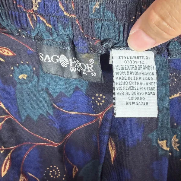 Sag Harbor Woman Vintage Blue Floral Paisley Rayon Maxi Skirt XL Elastic Waist - Image 4