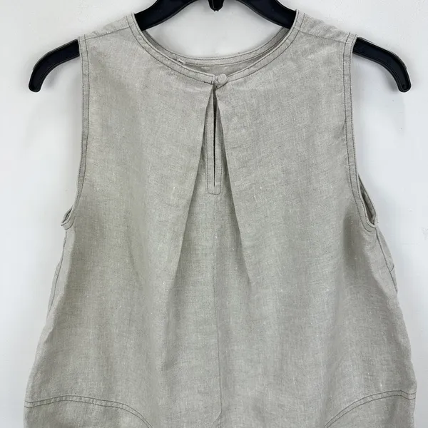 Madewell Linen Pleated Shell Top Sleeveless Minimalist Oat Beige XS NWT - Image 12