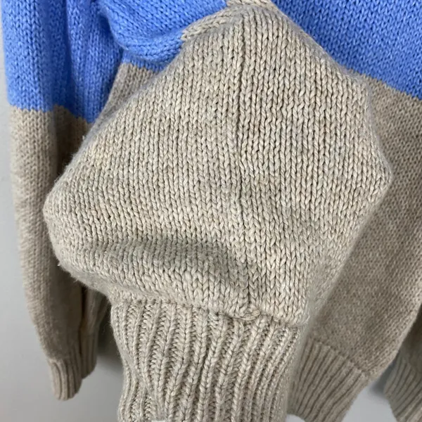 Aerie Mock Neck Sweater Blue Tan Striped Casual Cozy Pullover Size XS‎ - Image 11