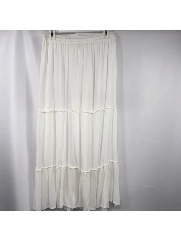 Gypsie Blu White Tiered Boho Maxi Skirt Size M - Image 6