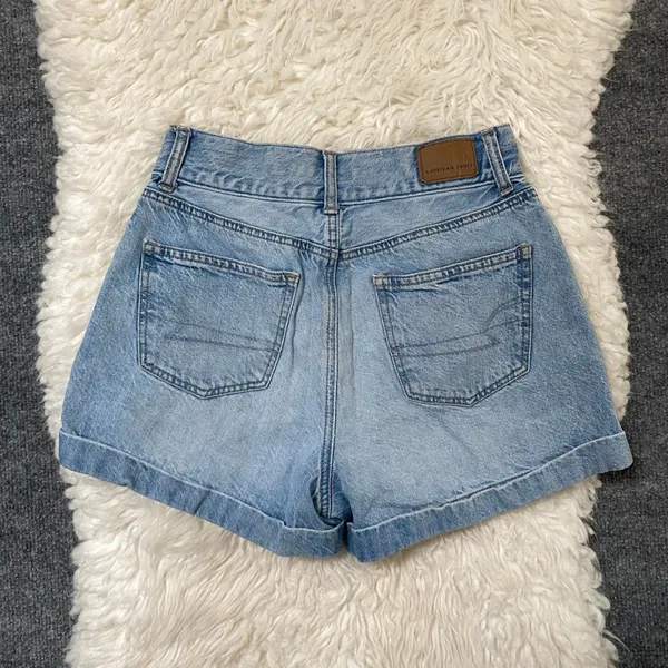 American Eagle Blue Mom Short Double Button Denim Jean Shorts Boho Chic Summer - Image 5