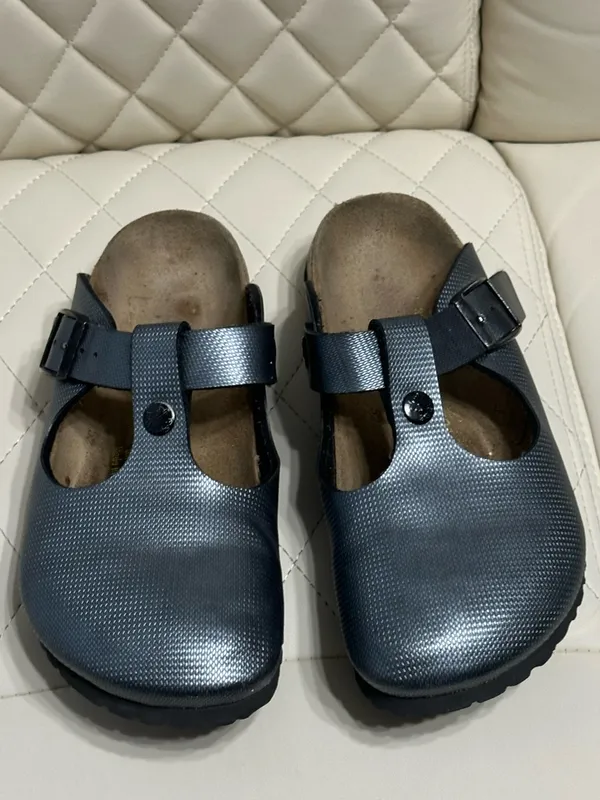 Birkenstock Papillio textured clogs in gunmetal silver size 36 or 5/5.5 women - Image 3