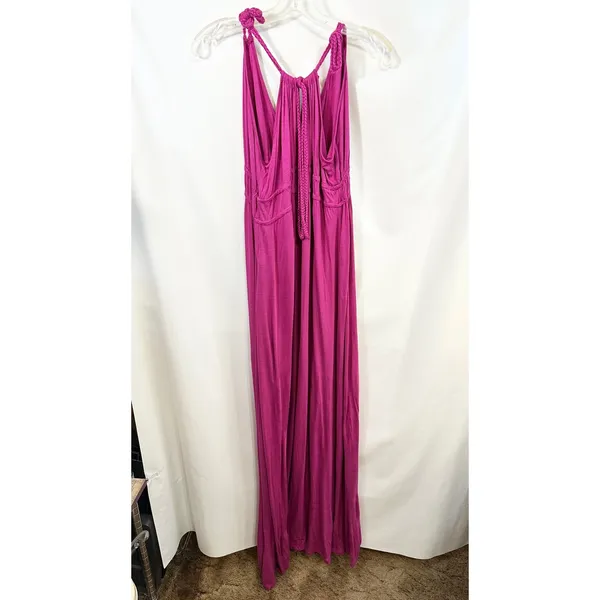 Old Navy XL Maxi Dress Magenta Pink Braided Strap Beachy‎ Coastal Vacation 477 - Image 2