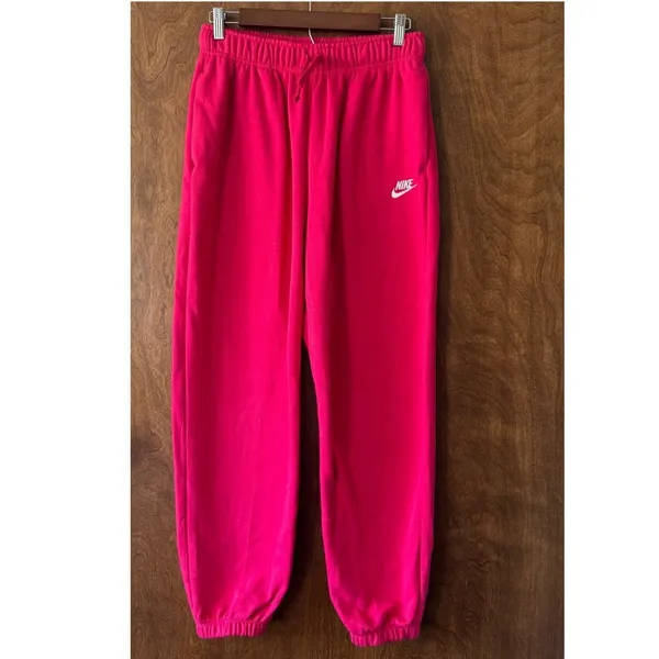 Nike sz S Oversized Berry Pink High Rise Baggy Drawstring Sweatpants Pockets - Image 6