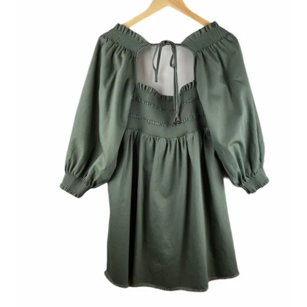 Free People This‎ is Everything Mini Smocked Balloon Sleeve Dress Size Small - Image 2