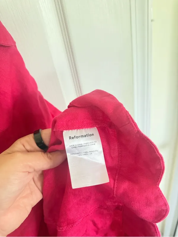 Reformation Isles Linen Mini Dress in Pink - Image 5