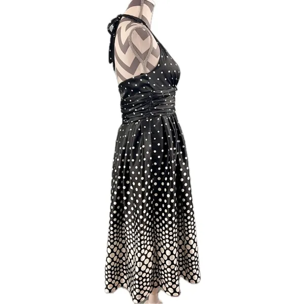 Eliza J Polka Dot Halter Dress - Size 6 NWT - Retro Fit & Flare Black White - Image 5