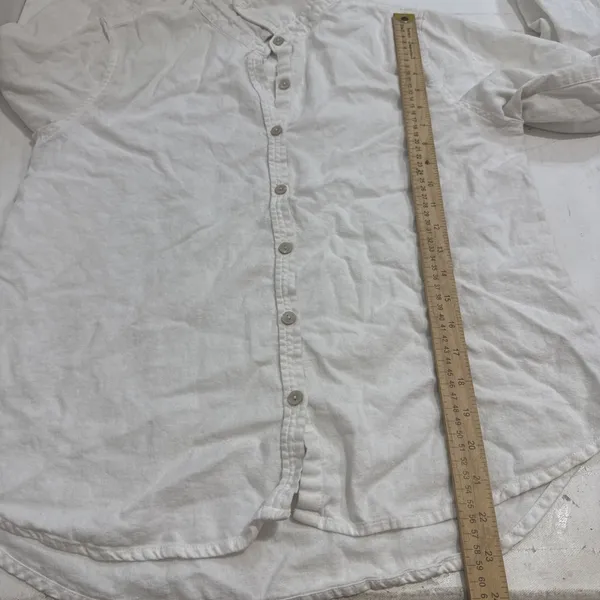 Orvis Linen White Beach Coastal Lagenlook Minimalist Blouse Size Medium - Image 6