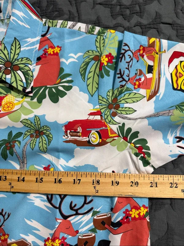 SSLR women's collection button down surfing santa tropical reindeer boats water - Image 6