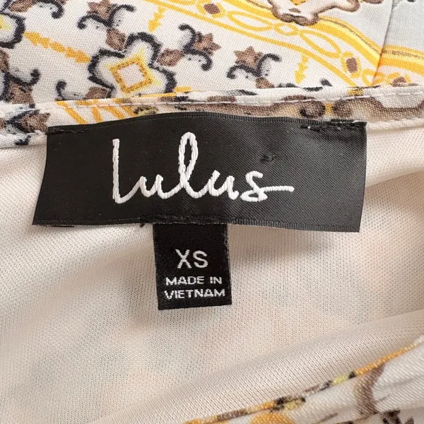 Lulu's Dandy Lion Mini Shift Dress Yellow Beige Tile Print Euro‎ Summer Size XS - Image 5