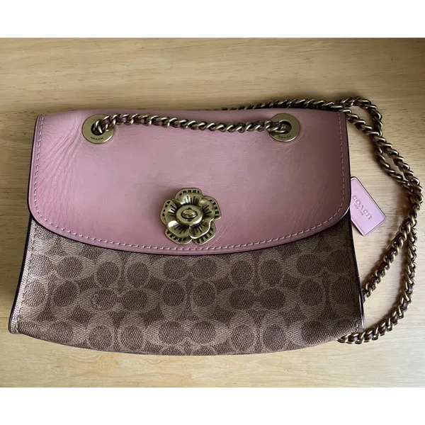 COACH Parker 30585 Pink C Logo Canvas Leather Shoulder Crossbody‎ Bag - Image 10