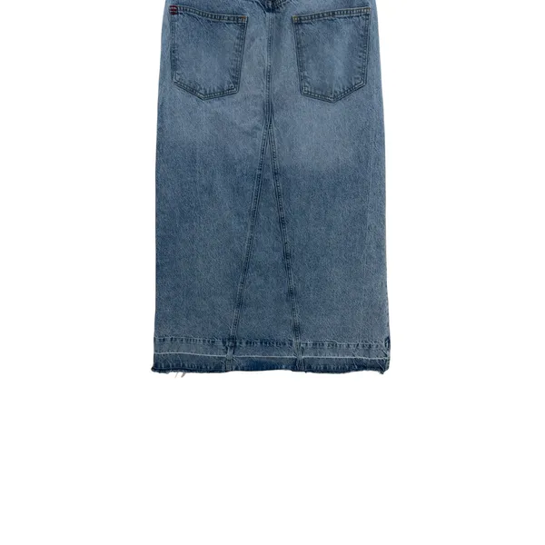 Urban Outfitters BDG Mandi Denim Maxi Skirt Raw Hem Front Slit Blue‎ Size Medium - Image 11