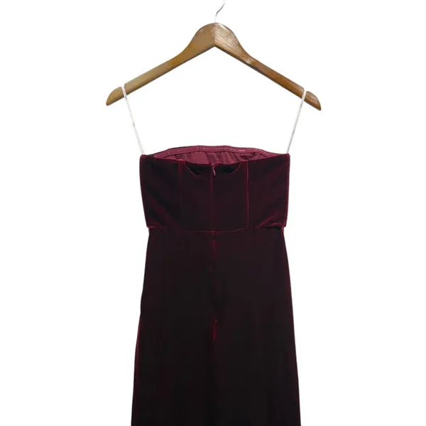 Lulus Masterfully Flirty Berry Red Velvet Bustier Midi Dress size XS NWT - Image 6