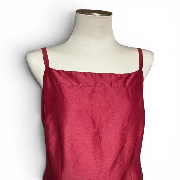 Harold's Linen Silk Sleeveless Knee Length Cocktail Dress Burgundy 14 - Image 2