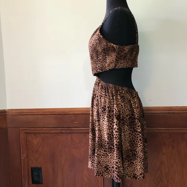 Aerie Leopard Print Smocked Cut-Out Mini Dress - Image 3