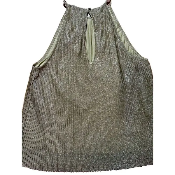 Mango women’s Gold Silver‎ Textured shimmer metallic tank blouse sz M - Image 7