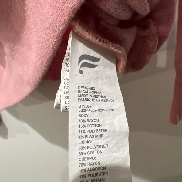 Fabletics Hoodie Sweatshirt Pink Oversized Lightweight Soft Athleisure size S - Image 8