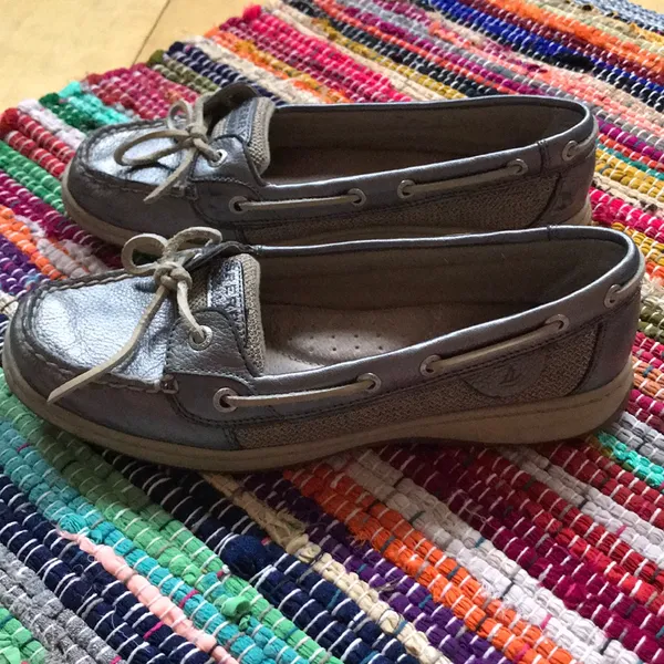 Sperry Metallic Pewter Leather Boat Shoes - Image 7