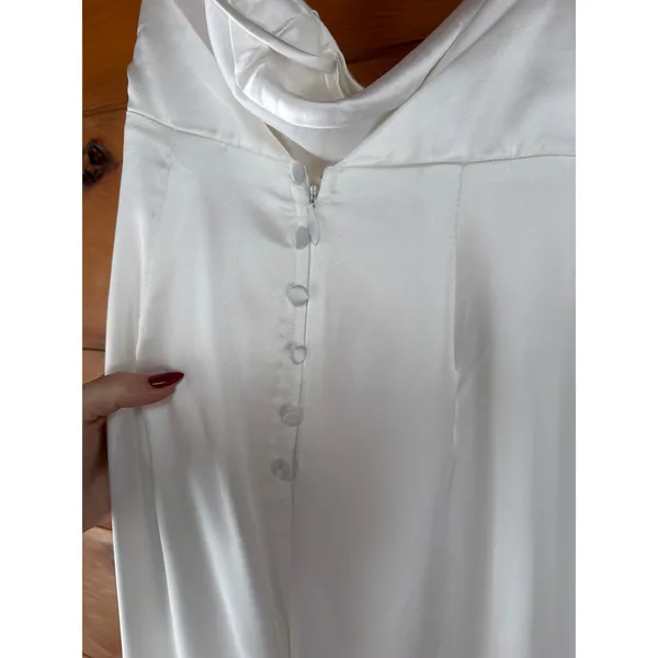 Lulus Lovely Endearment White Satin Sleeveless Backless Maxi Dress Bride Medium - Image 3