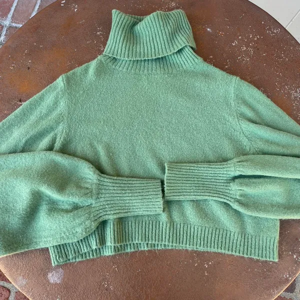 Green Princess Polly cropper turtleneck sweater sz 2 - Image 2