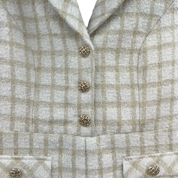 Endless Rose Suited Tweed Romper Plaid Check White Gold‎ Size Medium - Image 6