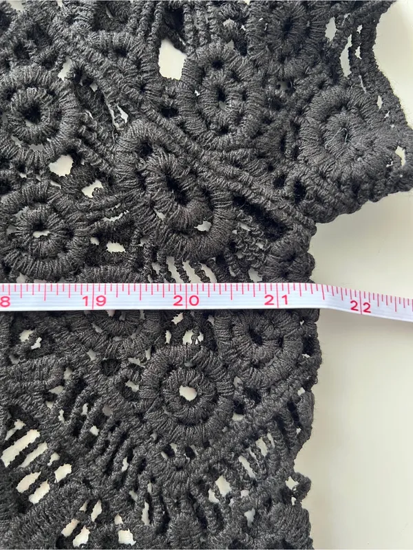 Active USA Black Crochet Lace Crop Top Size M Sheer Boho 100% Cotton - Image 8