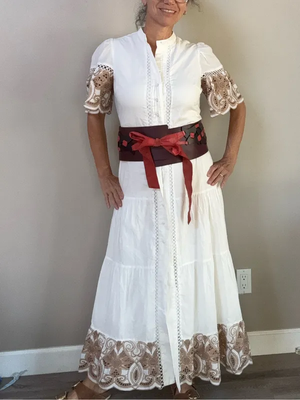 Love by Design Southhampton embroidered button front white cotton maxidress sz S - Image 2