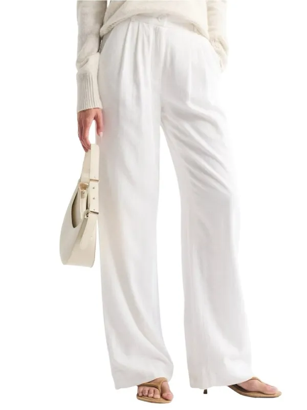 Abercrombie & Fitch NWT 28 White Wide Leg High Rise Linen Sloane Trousers Pants - Image 2