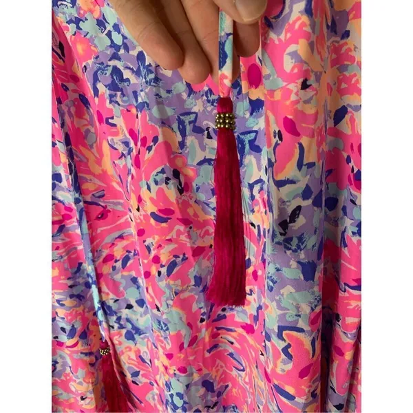 Lilly Pulitzer Finch Top Coco Coral Crab silk top blouse women's size small - Image 4