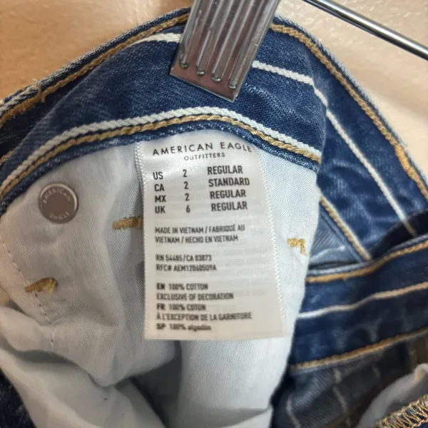 American Eagle Women’s Jeans Pinstripe Mom White Stripe 100% Cotton Blue Size‎ 2 - Image 8