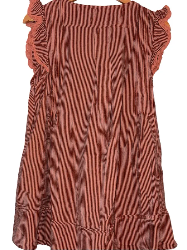 Free People Striped Ruffle Tunic Mini Dress Small New With Tags Orange Mot - Image 4