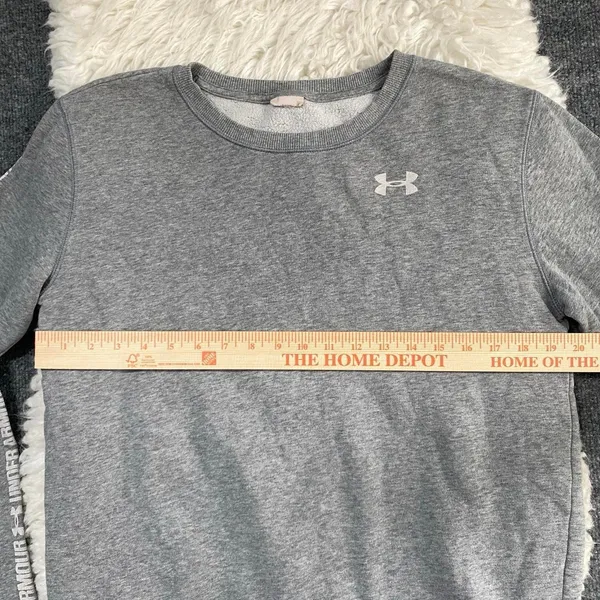 UNDER ARMOUR GREY PULLOVER SWEATSHIRT SPELL OUT GYM ACTIVEWEAR WORKOUT GORPCORE - Image 5