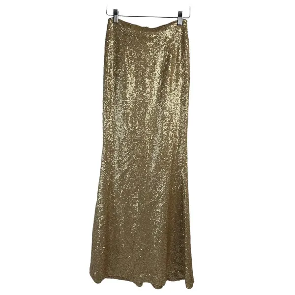 Dress The Population Size Small Cara Two Piece Gown Gold‎ Sequin Holiday Party - Image 11