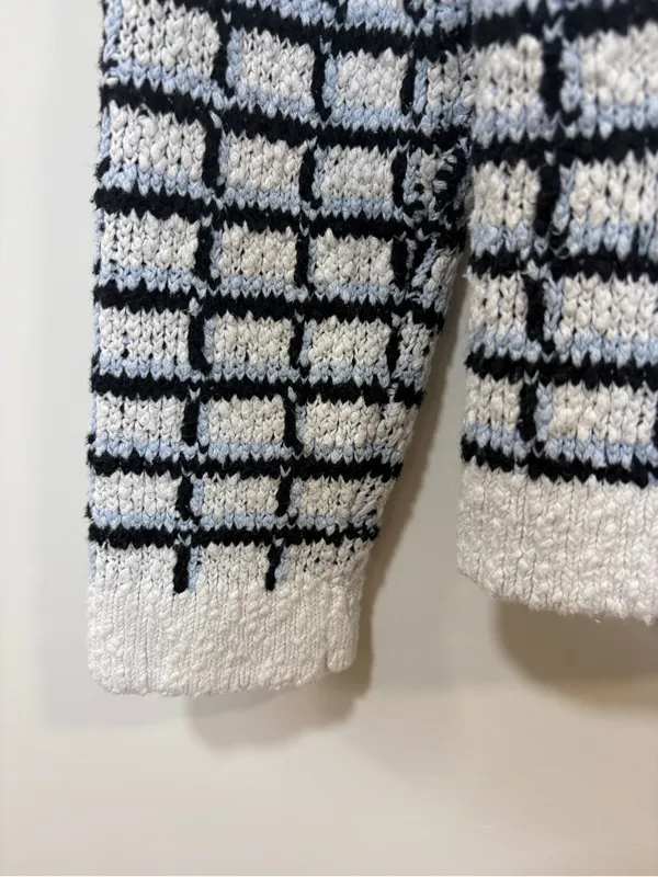 🌟 Veronica Beard 🌟 Lavigne Tweed Knit Sweater Cardigan Jacket Blue / White Xs - Image 8