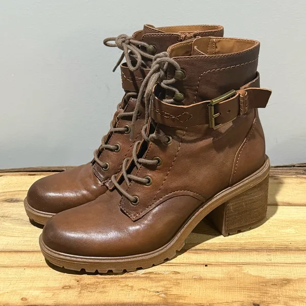 ZODIAC Gemma Leather Size Zip Lace Up Combat Riding‎ Boot 8.5 B17B - Image 2
