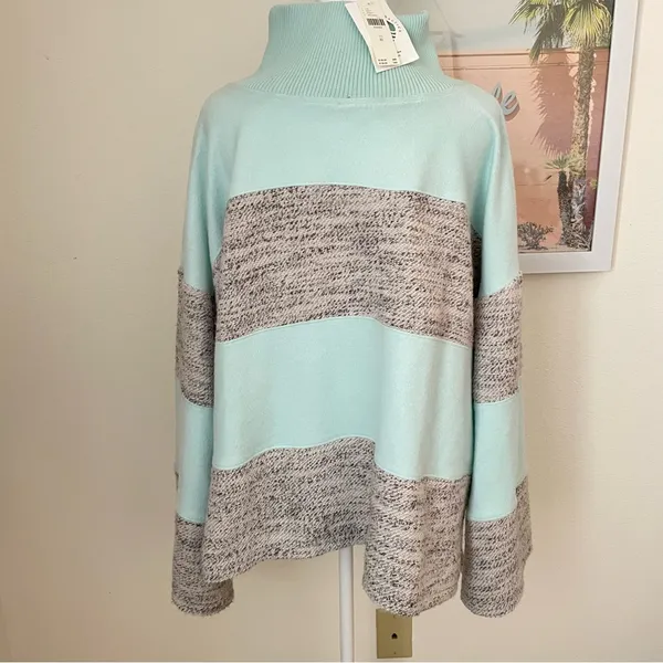 Anthropologie Daily Practice Pullover Top Funnel Neck Colorblock Sweater XL New - Image 8