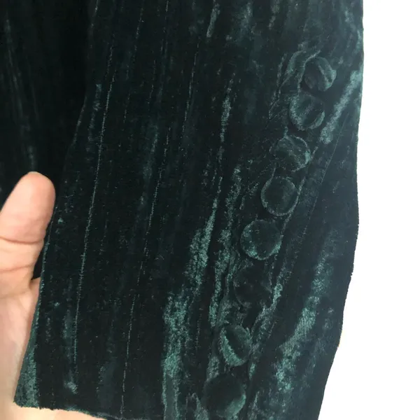 Crushed velvet green holiday dress criss cross detail H&M women’s size 10. - Image 5
