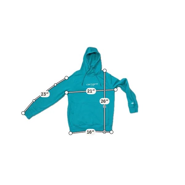 Carhartt Force Teal Hoodie Womens S Relaxed Fit Workwear Gorpcore TS5569 - Image 4