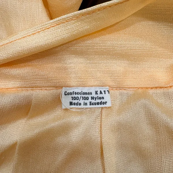 VTG 70s Butter Yellow Floral Embroidered House Dress Boho Granny Ecuador Small - Image 12