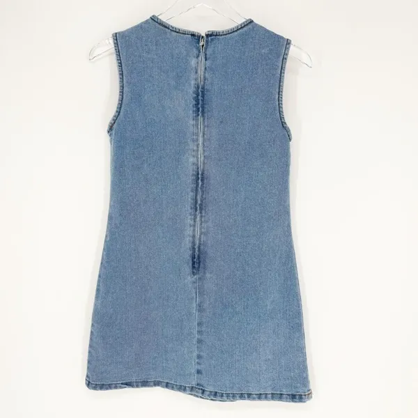 Vigoss Sleeveless Denim‎ A-Line Mini Dress Women's Size XS Blue Y2K - Image 3